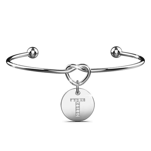 Fancy Alphabet Letter Initial Bangle in White Gold